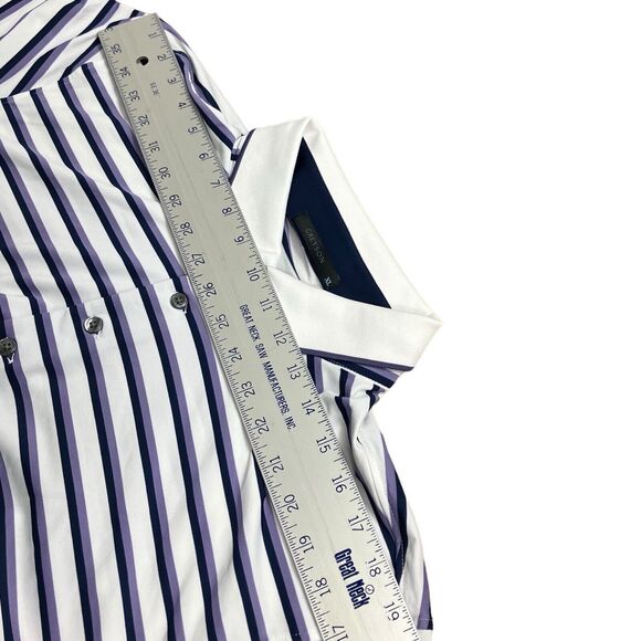 Greyson Shirt Mens XL Purple Stripe Polo Golf Stretch Preppy Wolf Button Classic - Picture 7 of 9